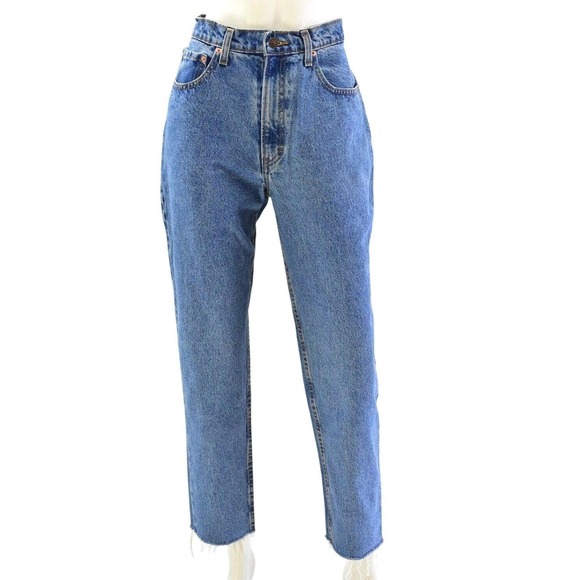 Jordache Denim - 90s Vintage Jordache Jeans High Waist Tapered Leg Raw Hem Womens 14 32x29 Inseam